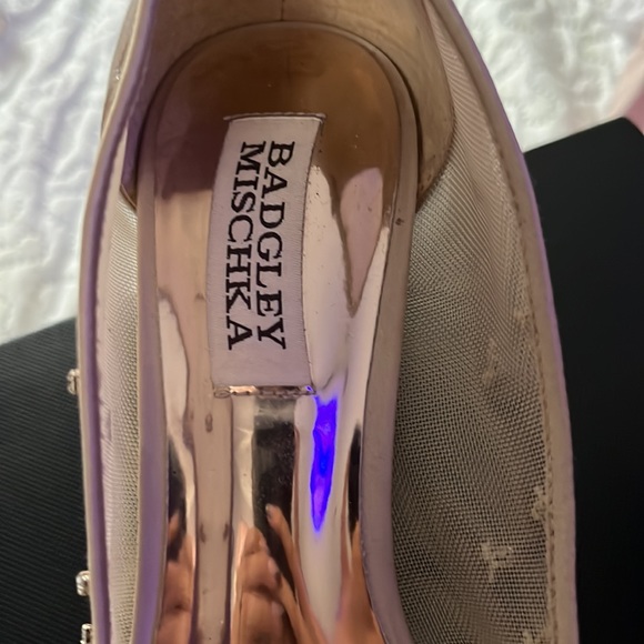 Badgley Mischka Gold Kitten Heels with Embellishment - Picture 3 of 7